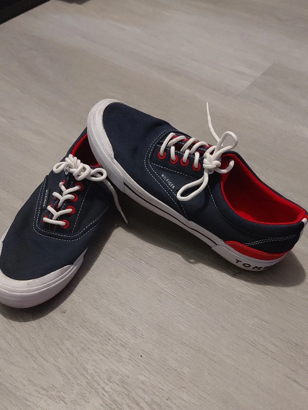 Tommy Hilfiger Navy Canvas Sneakers with Red Accents